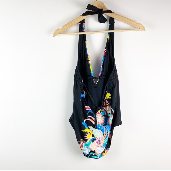 NWOT Laundry Black Tropical One Piece Bathing Suit XS - Picture 3 of 9
